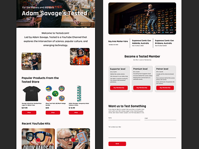 Adam Savage Tested Redesign landingpage ui ui design uiux user interface web webdesign