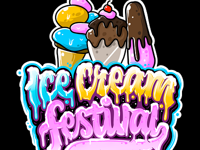 ICE CREAM FESTIVAL LOGO DESIGN hand drawn ice cream ice cream festival ice cream logo lettering lettering logo logotype typography