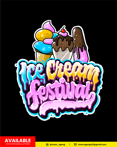 ICE CREAM FESTIVAL LOGO DESIGN hand drawn ice cream ice cream festival ice cream logo lettering lettering logo logotype typography