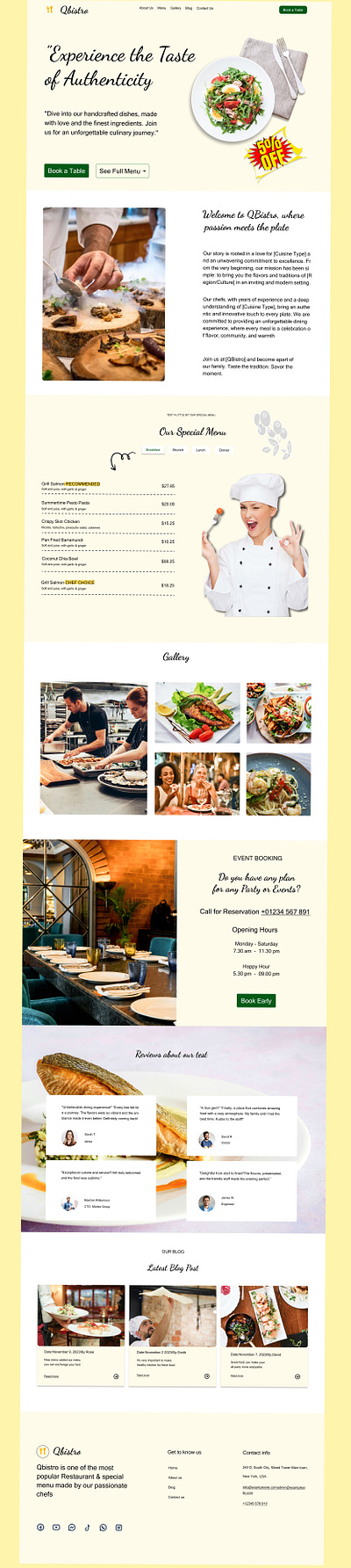 Restaurant Website Landing Page design ui