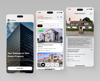 EstateEase - Real Estate Mobile App app design design home finder interface ios product design property finder property finder app real estate real estate app ui ui design uiux uiux design ux ux design