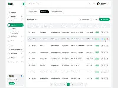 HRM Payroll Page UI - Employee List employee management employee payroll hr dashboard hr software hr tools human resouces human resources minimalist modern ui payroll management payroll page payrolls product design saas dashboard table table design tables ui