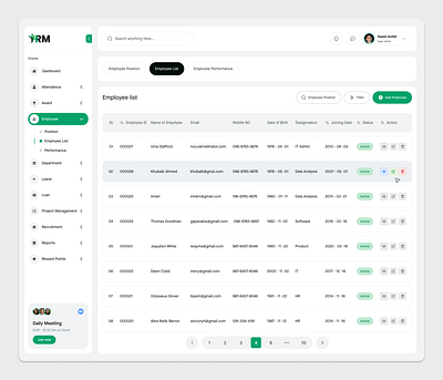 HRM Payroll Page UI - Employee List employee management employee payroll hr dashboard hr software hr tools human resouces human resources minimalist modern ui payroll management payroll page payrolls product design saas dashboard table table design tables ui