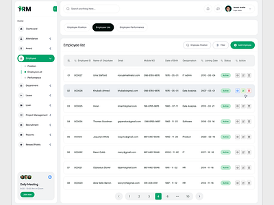 HRM Payroll Page UI - Employee List employee management employee payroll hr dashboard hr software hr tools human resouces human resources minimalist modern ui payroll management payroll page payrolls product design saas dashboard table table design tables ui