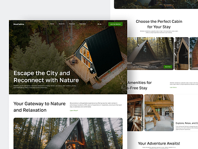 Cabin Rent Landing Page cabin clean fireart home modern rent ui ux web website