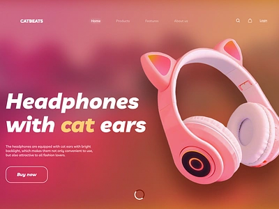 Headphones with cat ears Landing page WebDesign branding design designer figma graphic design graphic designer headphones illustration landing landing page ui ux uxui web design webdesigner website website design