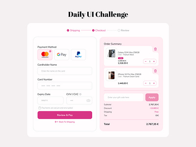 Daily UI Challenge - Day 002 - Checkout Page checkout checkout page daily ui figma ui ui daily ux