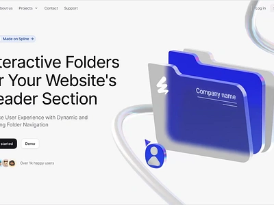 Interactive folders animation for the landing page 3d animation cinema4d design spline3d
