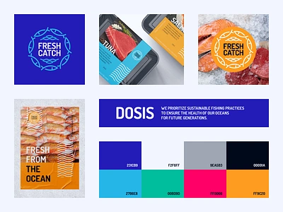 Fresh Catch Branding blue brand identity branding business colors design fish graphic design guide logo design minimal ocean oceanic retro seafood type typography vintage