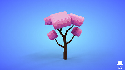 Voxel Tree 4.4 Model - 3D Lowpoly Game Asset 3d 3d model fantasy game asset lowpoly magicavoxel pink voxedit voxel art