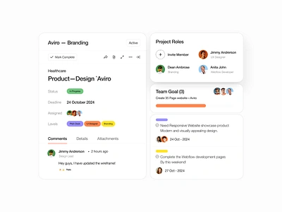 Project Component branding calendar card ui clean design element event illustration product design project management saas saas product task manager team too typography ui ui ux user experience ux