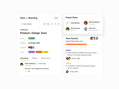 Project Component branding calendar card ui clean design element event illustration product design project management saas saas product task manager team too typography ui ui ux user experience ux