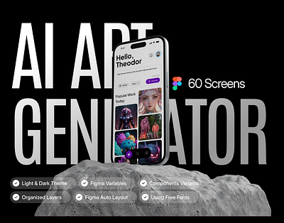 GenImage - AI Art Generator UI KIT app branding design graphic design illustration logo typography ui ux vector