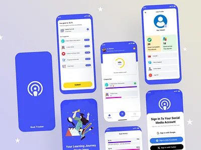 Education Goal Tracker analyzes app design calendar clean education flutter goal app mobile app monitoring productivity routine statistics task management timeline tracker user interface