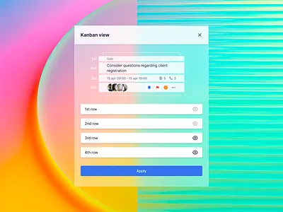 SaaS - Kanban view settings card design design erp figma kanban saas task ui ux uxui webdesign