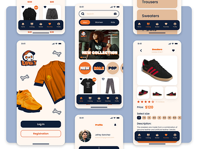 E-commerce mobile app (Boney shop) app branding cloth clothes design fashion interface mobile online store shop store ui ux web web design