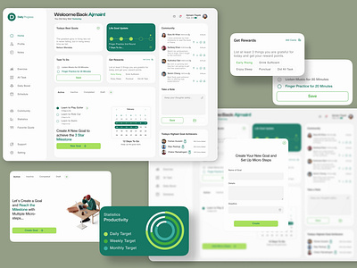 Daily Progress Dashboard UI Design application design branding clean ui dashboard design deliverable ui engaging design freelancing tips green color modern ui most profitable design progress app refactoring ui saas saas product ui ux design user experience user friendly design user interaction user interface design web app