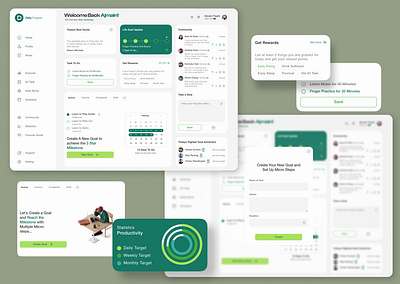 Daily Progress Dashboard UI Design application design branding clean ui dashboard design deliverable ui engaging design freelancing tips green color modern ui most profitable design progress app refactoring ui saas saas product ui ux design user experience user friendly design user interaction user interface design web app