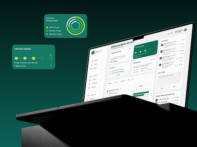 Daily Progress Dashboard UI Design application design best design best ui branding clean ui creative design dashboard design engaging design green color modern ui most profitable design progress app saas saas product ui ux design user experience user friendly design user interaction user interface design web app