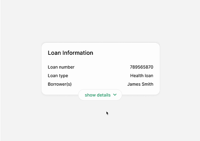 Loan Information Card - UI Component fold interaction loan app loan information product design ui