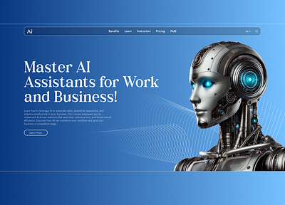 Master AI Assistants for Work and Business! 3d design ai design ai education blue gradient business automation tech aesthetic uiux web design