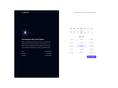 Book a Call UI app book clean design system dual figma framer minimal purple site ui kit web