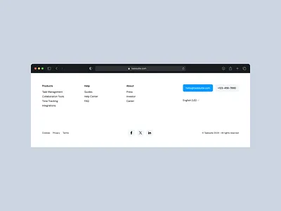Footer cookies copyright design exploration email figma footer light mode links mail navigation page phone product design section social media terms ui ux web web design