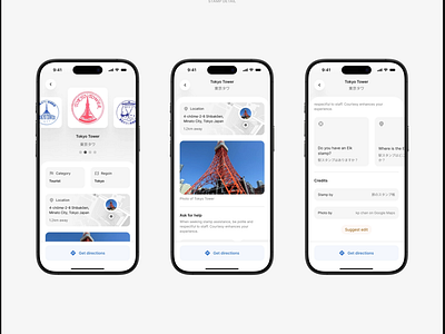 Stamp Quest app - discover and collect Eki Stamp in Japan. app branding dashboard design design graphic design illustration landing page design logo ui uiux web design