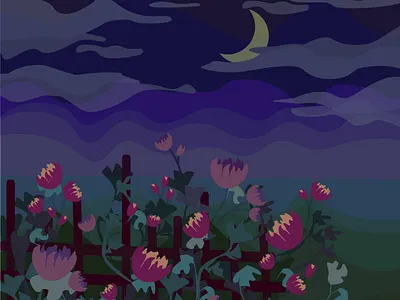 Night landscape design graphic design illustration