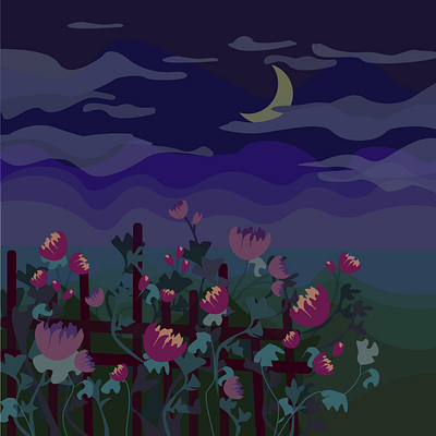 Night landscape design graphic design illustration