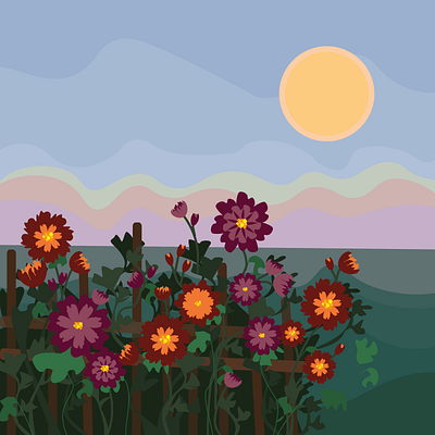 Midday landscape design graphic design illustration