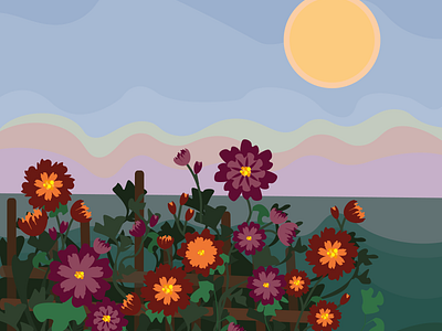 Midday landscape design graphic design illustration