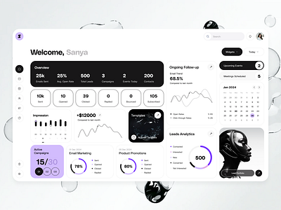 Campaign Dashboard ai analytics campaign dashboard figma fintech graphic design interactive landing page landing page robots saas ui user interface web design website