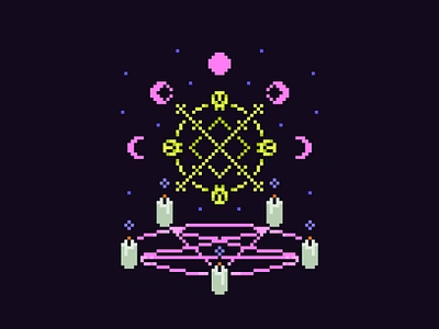 Pixel Art Design - Inktober 2024 - Witch Spell 8 bit celestial dark halloween illustration inktober magic neon occult pixel pixel art scary spell spooky witch witchy