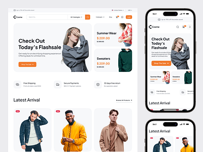 Cosme | E-commerce Landing Page clean design e commerce ecommerce ecommerce dashboard ecommerce landing page ecommerce page simple uiux web design