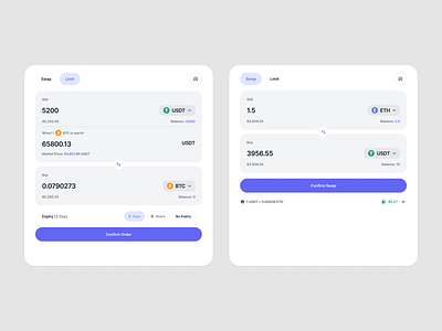 TokenFlow | Swap & Limit Order UI blockchain crypto defi exchange fintech minimalist swap trading ui ux web design web3