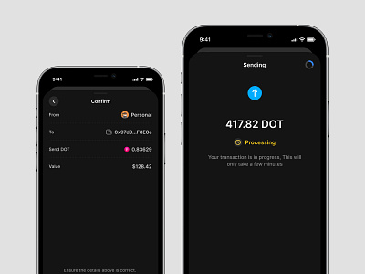 02 → Send | Safewalletapp crypto dark mode design history mobile transaction ui wallet