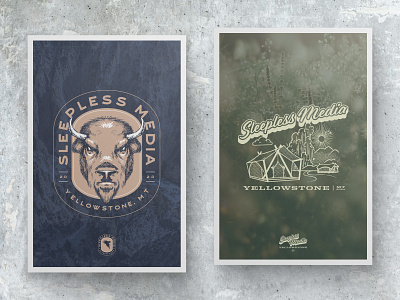 Sleepless Retreat 2024 - Process Posters badges camping glamping illustration montana yellowstone