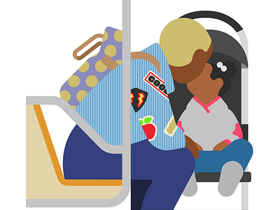 Mother and Daughter branding character color flat girl illust illustration subway woman