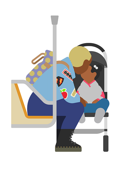 Mother and Daughter branding character color flat girl illust illustration subway woman