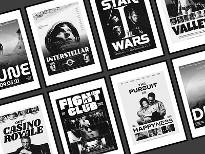 Monochromatic Retro Film Posters film poster graphic design movie poster movies poster design print design retro typography