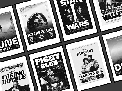 Monochromatic Retro Film Posters movies poster design print design retro