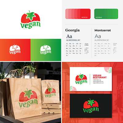 Vegan Restaurant Logo & identity Design brand identity brand ing branding design graphic design illustration logo ui vector