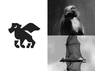 Winged Baboon ready-made logo for sale 3d anhdodes animation branding design graphic design illustration logo logo design logo designer logodesign minimalist logo minimalist logo design motion graphics ui