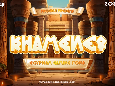 Khamenet – Egyptian Gaming Font 70s decorative display egypt egyptian font fun game games gaming kid myth new old retro trend typeface typography vintage web