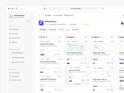 Taskify - Project Management Dashboard (Kanban View) dashboard dashboard design kanban management management app prioritization productivity progress tracking project management saas side peek sidepeek task task management task management dashboard task tracking team activity time management todos workload