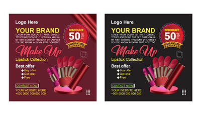 Lipstick Sale and Service Beauty Cosmetic Social Media Post Desi branding design graphic design illustration lipstick lipstick art lipstick social media make up makeup social media post