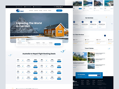 CEMT - Travels and Tours website UIUX Design adventure booking clean website flight booking homepage hotel booking landing page top designer tourism tours travel agency travel landing page travel website traveller travels uiux uiux designer uiux designer bangladesh vacation website