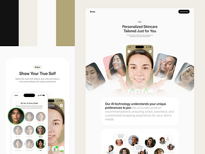 Bcare - Landing page ai platform ai technology cosmetics ecommerce mobile app health improvement medical care mobile mobile app personal care pharmacy product ai self care skin analysis skin barrier skincare routine smart app ui skin care web design well being app womens health