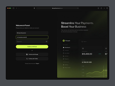 Florant - Onboarding barly clean dashboard design finance financial fintech input field onboarding sign in sign up ui uidesign ux uxdesign uxerflow web web design website